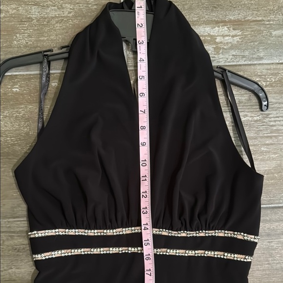 Betsy & Adam Black Sleeveless Halter Gown - Picture 9 of 9